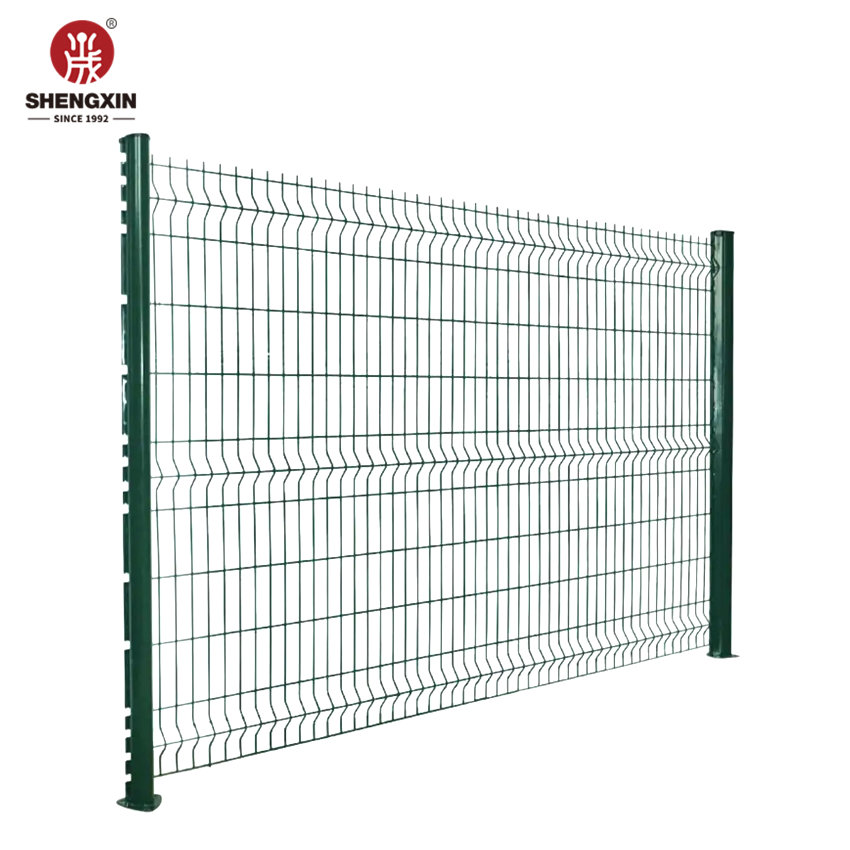 3D Welded Wire Mesh Metal Fence Panels With Peach Post