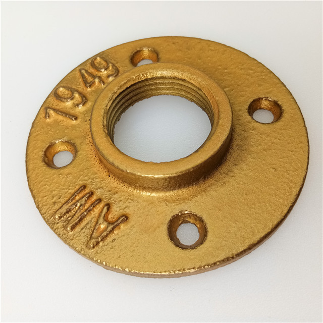 3/4&#039;&#039; brass color customized malleable iron floor flange