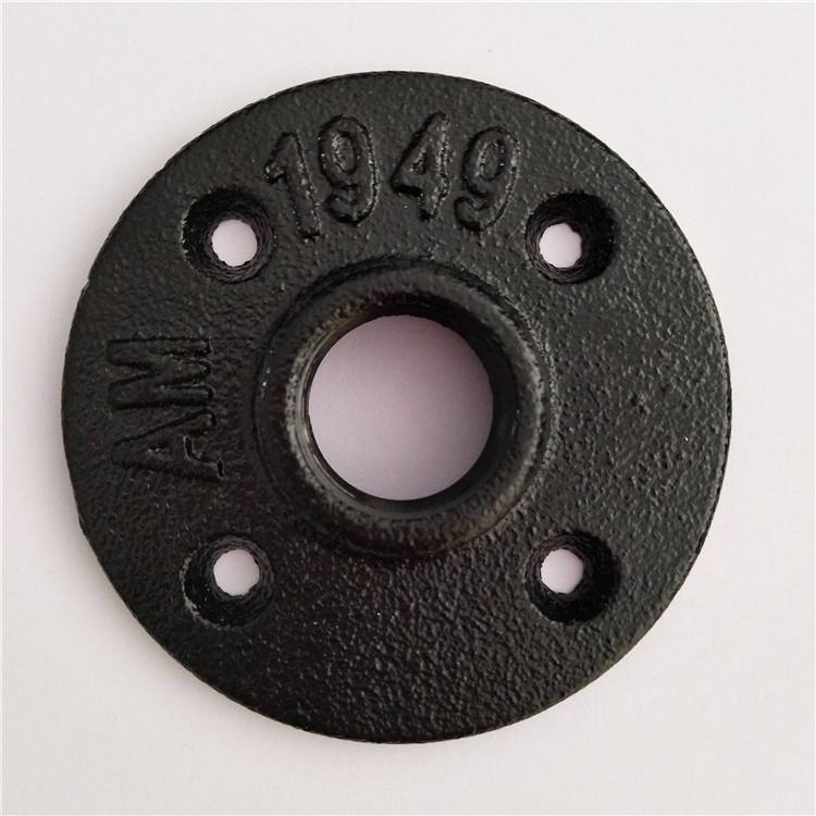 1/2&quot; 3/4&quot; Floor Flange Iron Pipe Fittings Malleable Iron Pipe Fittings 3-holes Flanges For Handrail Wall Mount BST Threaded