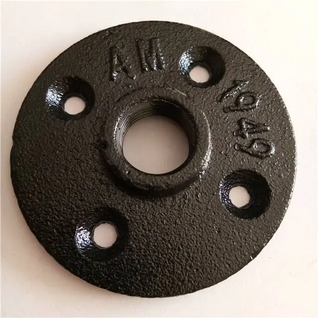 Black/brass Malleable Iron Threaded pipe fittings 1/2 inch Floor Flange
