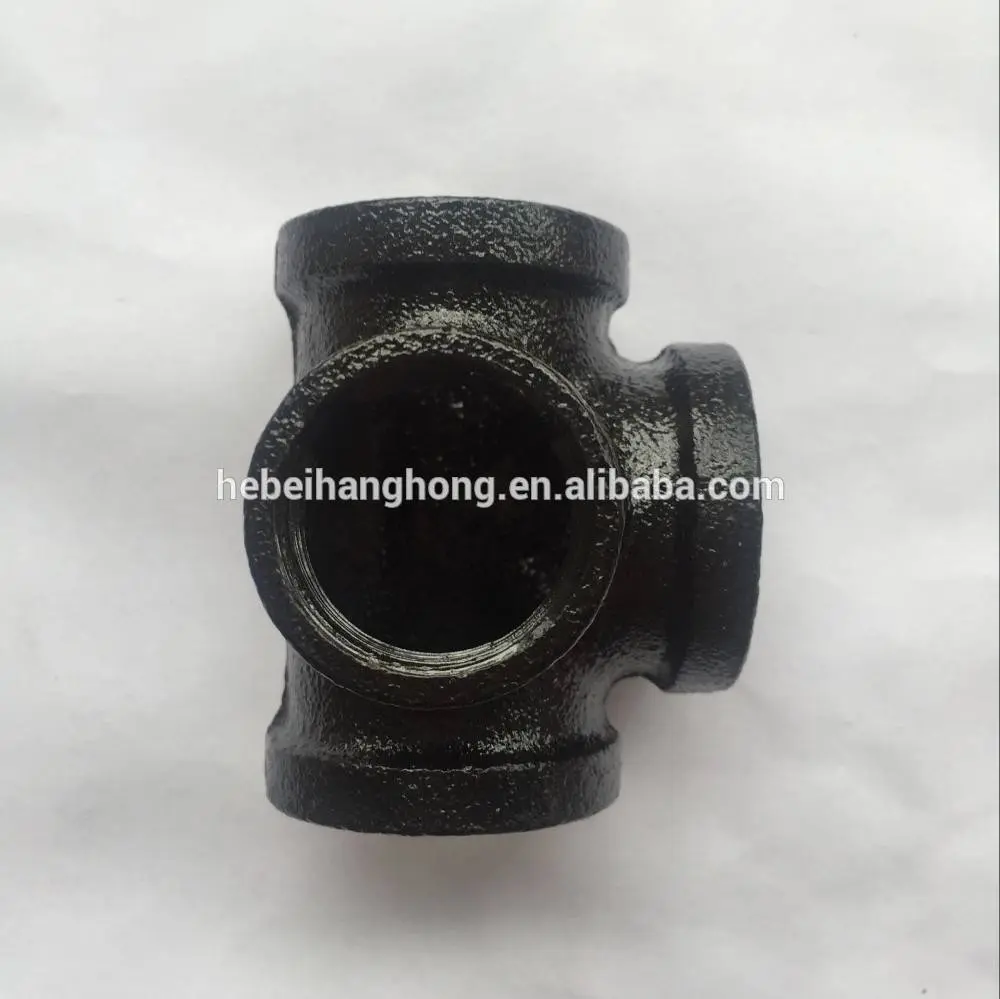 wholesale malleable cast iron pipe fitting MI side outlet cross pipe fitting