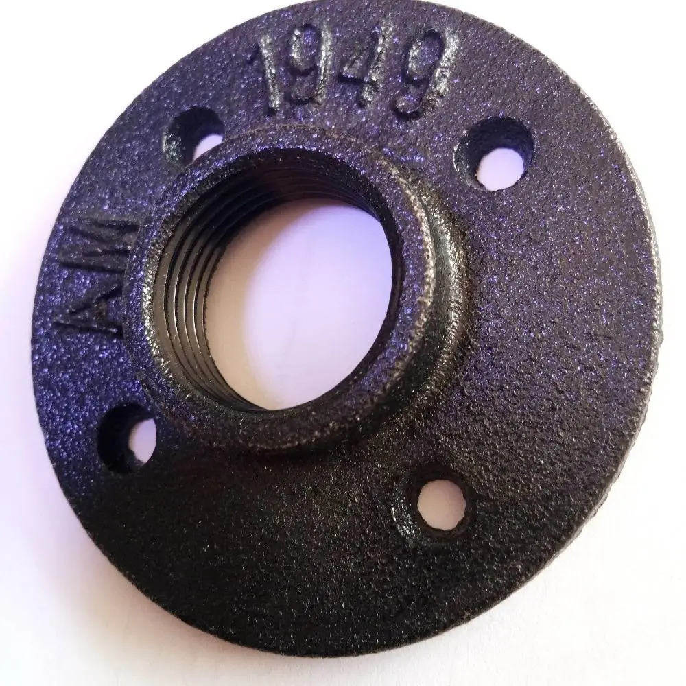 3/4 Black Malleable Iron Threaded Floor Flange