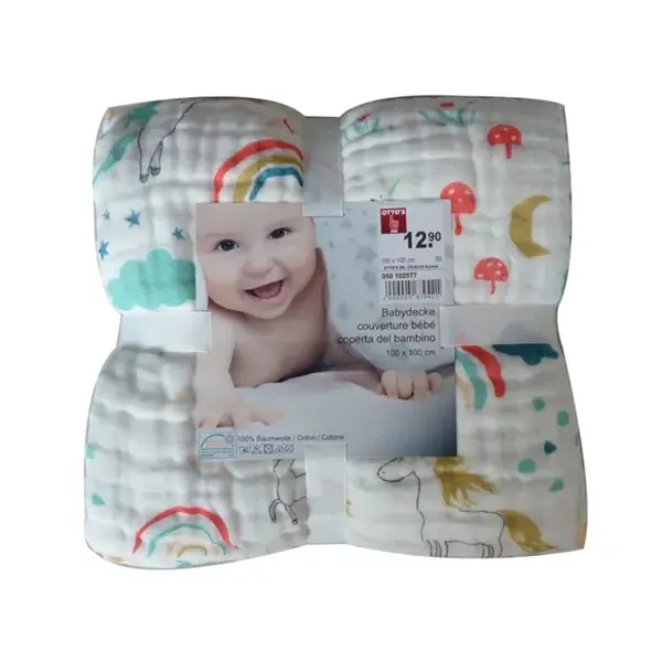 100% Cotton Prewashed 6 Layers Printed Muslin Blanket