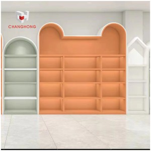 Custom kids toy store interior design decoration ideas wood kids store checkout counter kiosk baby shop garment display rack