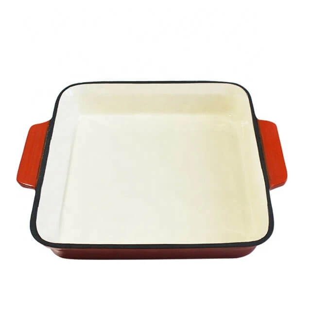 ENAMELED CAST IRON BREAD PAN – RED, OVEN SAFE FORM FOR BAKING AND COOKING - LOAF PAN