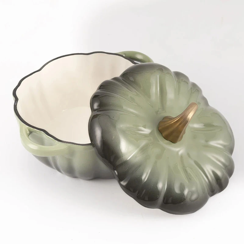 6-PIECE ENAMELLED CAST IRON SET-DUTCH OVEN, GREEN