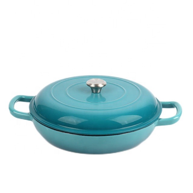 Shallow Casserole Dutch Oven Casseroles Dishes with Cover Enamelled Round Cast Iron Enamel Home Cooking - Hotel - Restaurant
