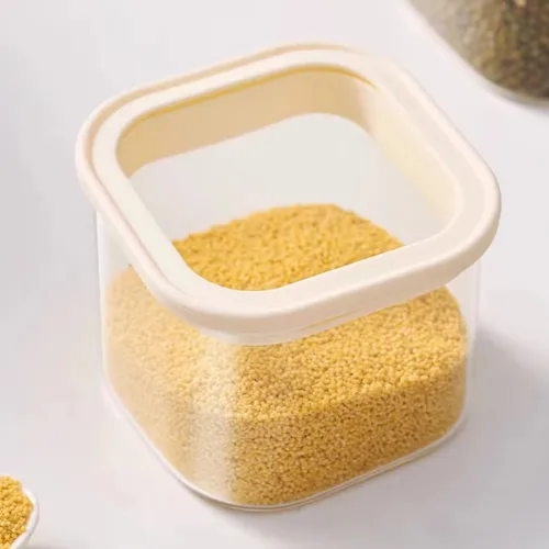Square glass storage jar with glass lid