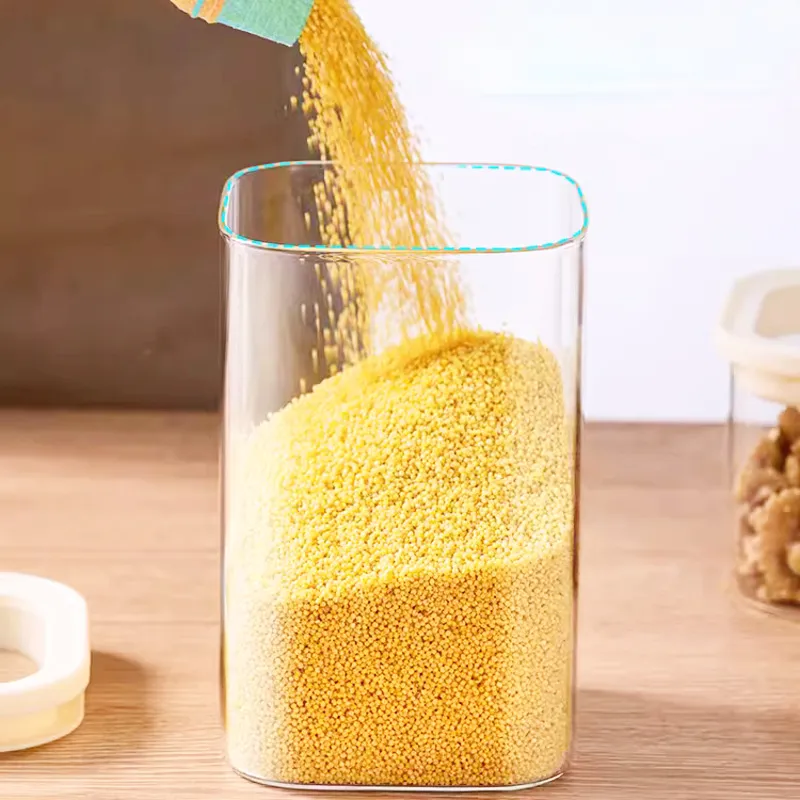 Square glass storage jar with glass lid