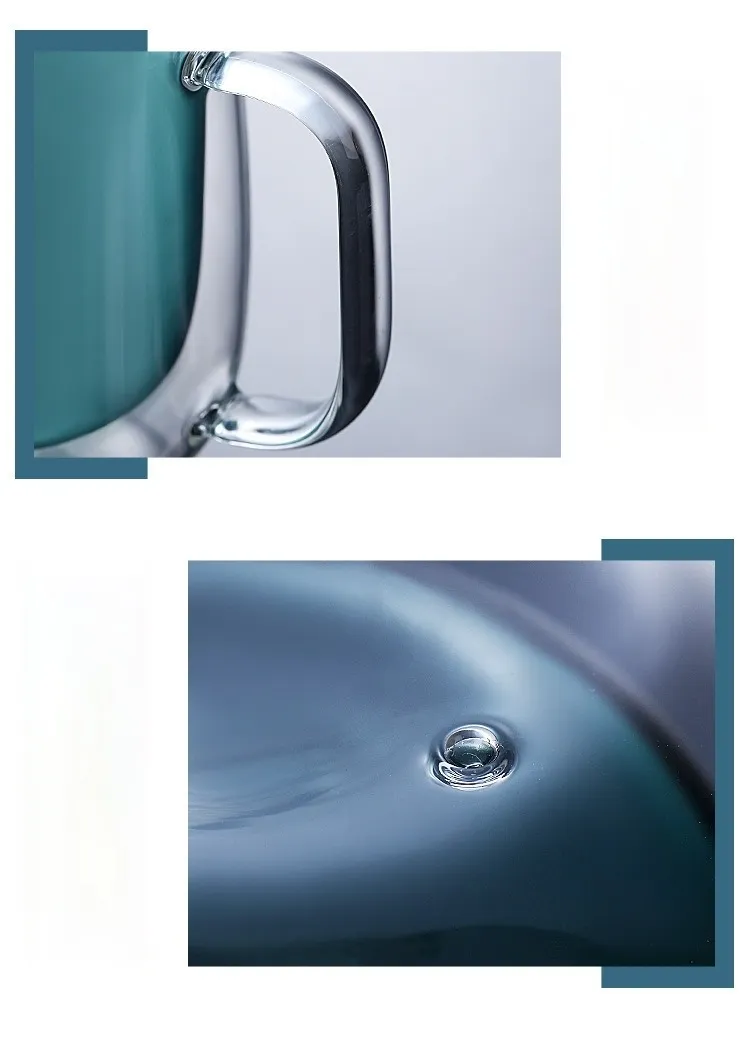 Double wall glass cup with handle