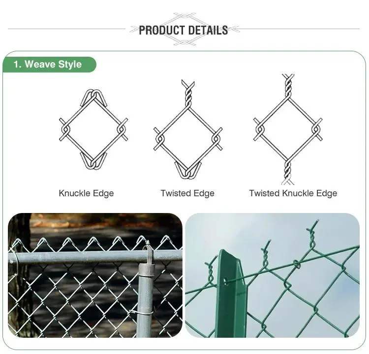 3.0mm Galvanized Chain Link Fence PVC Coated Mesh Rolls Cyclone Farm Wire