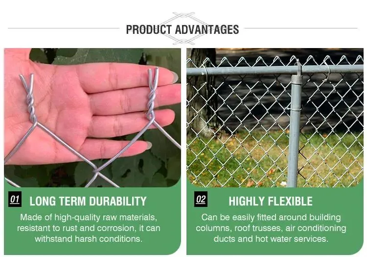 3.0mm Galvanized Chain Link Fence PVC Coated Mesh Rolls Cyclone Farm Wire