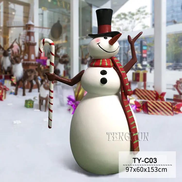 Fiberglass Snowman Statue Christmas Winter Decorative Sculpture