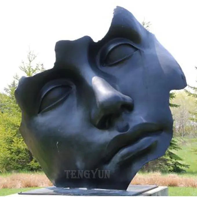 Garden Outdoor Modern Large Cast Famous Bronze Human Broken Face Abstract Head Statue for Sale