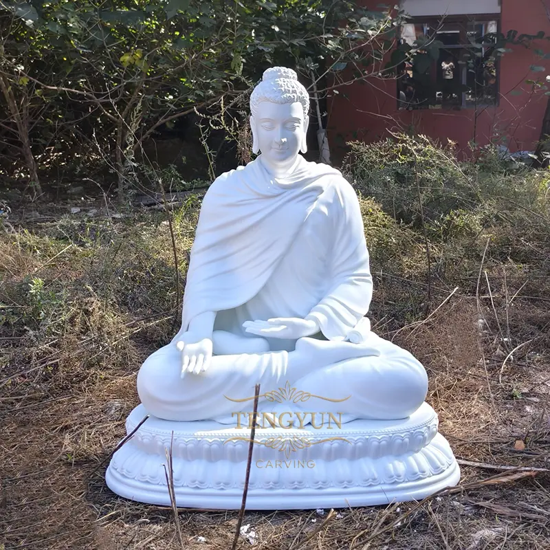 Life Size Fiberglass Sit Buddha Statue Handmade Resin Temple Buddha Sculpture For Home Decor
