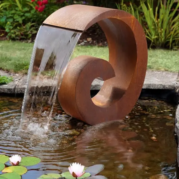 Modern Garden Corten Steel Water Fountain Sculpture Rustic Metal Outdoor Water Feature