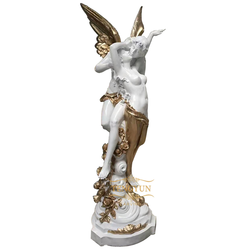 Garden Large Size Fiberglass Kiss Angel Statue Home Decor Resin Greek Nude Loving Male Ange And Female (1)