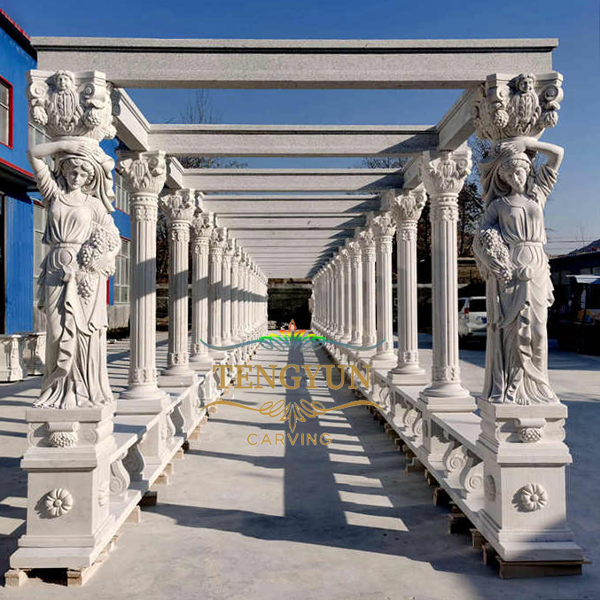 Garden-Decorative-Wedding-Marble-European-Style-Corridor Gazebo-Pavilion (1)