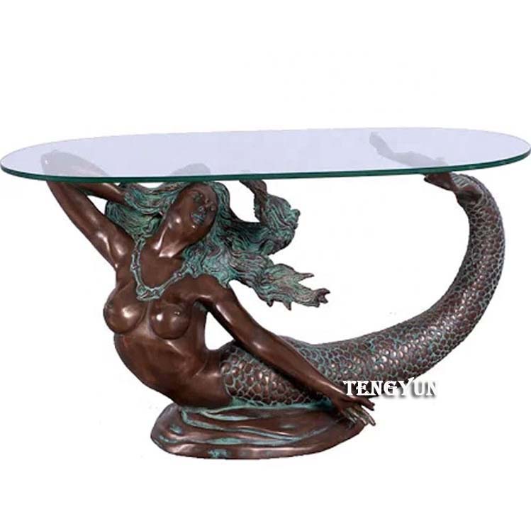 bronze mermaid statue coffee table (2)