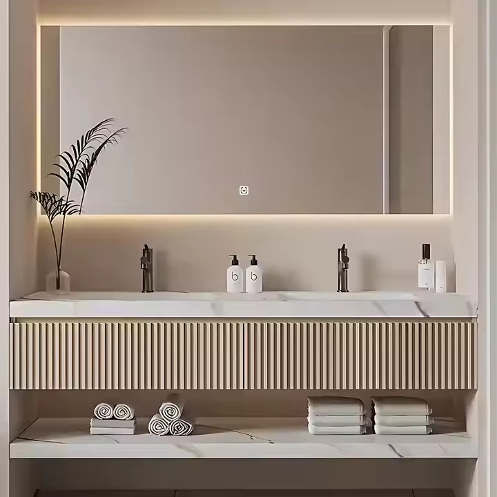 Floating Vanity Cabinet With LED Mirror
