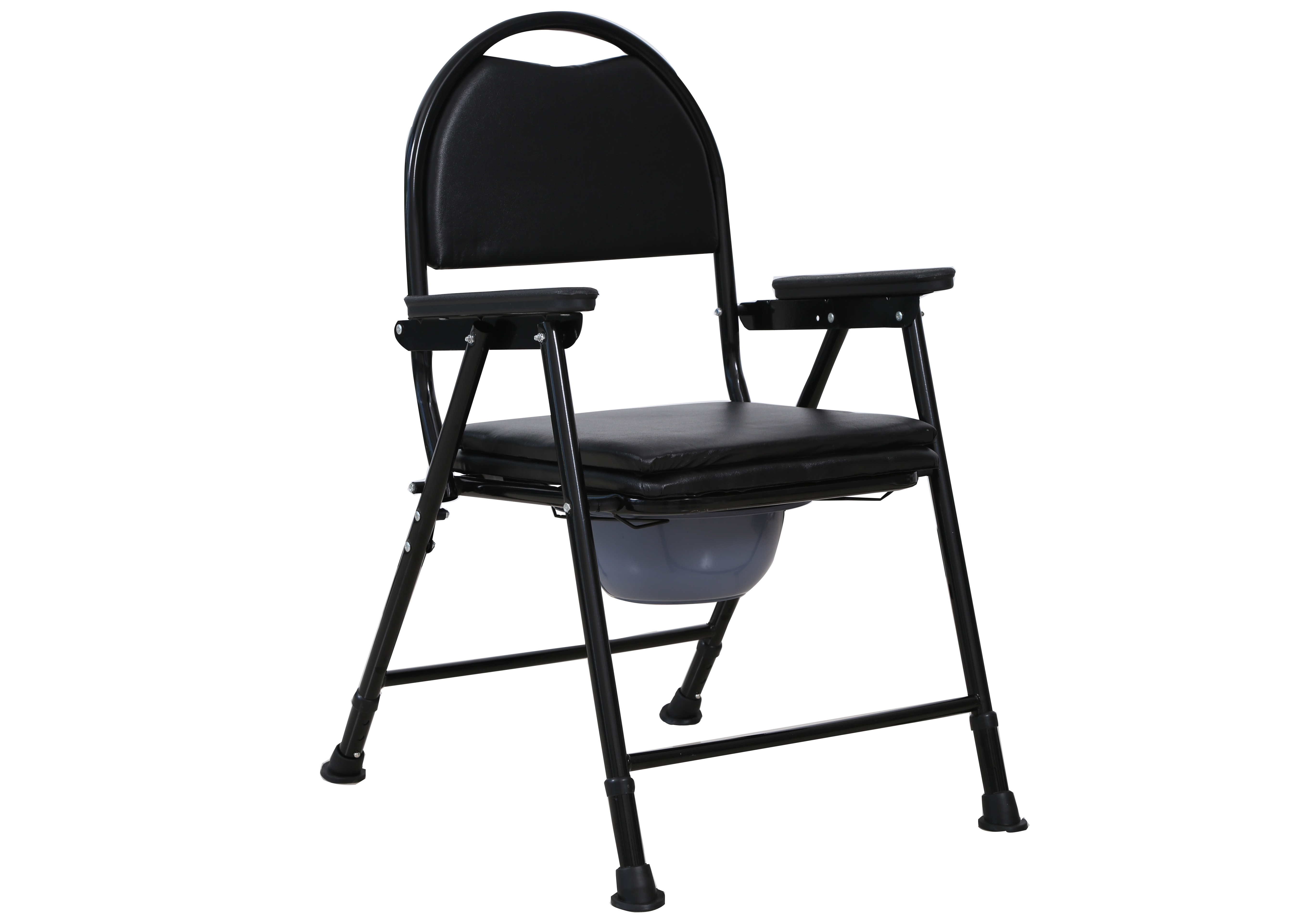 Portable folding commode chair with toilet seat