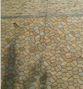 Honey gold slate paving mats.