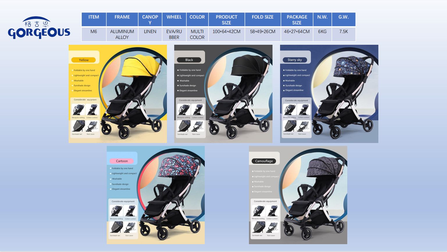 three folding luxury aluminium tube easy operating with 3 section canopy EN standard stroller