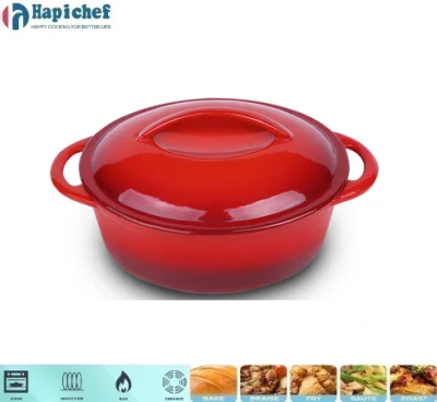 2022 Hot Selling Enamel Cookware Oval Cast Iron Casserole Cooking Pot Dutch Oven with Cover and Handle, Cast Iron Cookware, Cast Iron Casserole