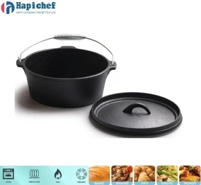 Outdoor Kitchen Cooking Camping Dutch Oven Pre-Seasoned Cast Iron Cookware, Cast Iron Cookware, Cast Iron Casserole