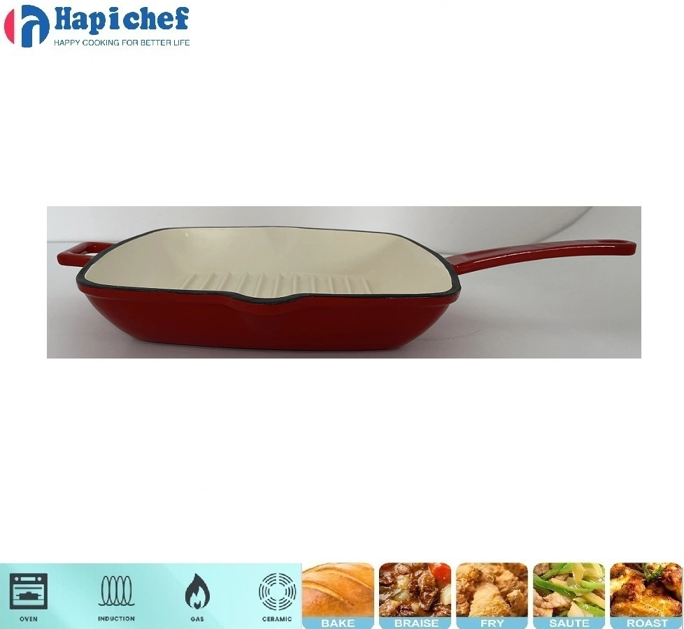 finex cast iron dutch oven Cast Iron Enamel Cookware Barbecue Burn Multi Grill Pan Baking Cook Square Fry Pan