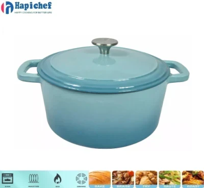 High Quality Nonstick White Eanmeled Cast Iron Dutch Oven Round Casserole with Lid, Cast Iron Cookware, Cast Iron Casserole