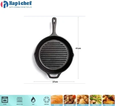 Outdoor Camping Cookware BBQ Griddle Plate Cast Iron Steak Grill Pan, Cast Iron Cookware, Cast Iron Casserole