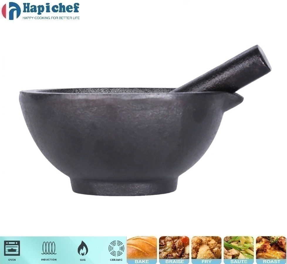 ចង្ក្រានហូឡង់ដែកច្រេះ Pre-Seasoned Cast Iron Mortar and Pestle