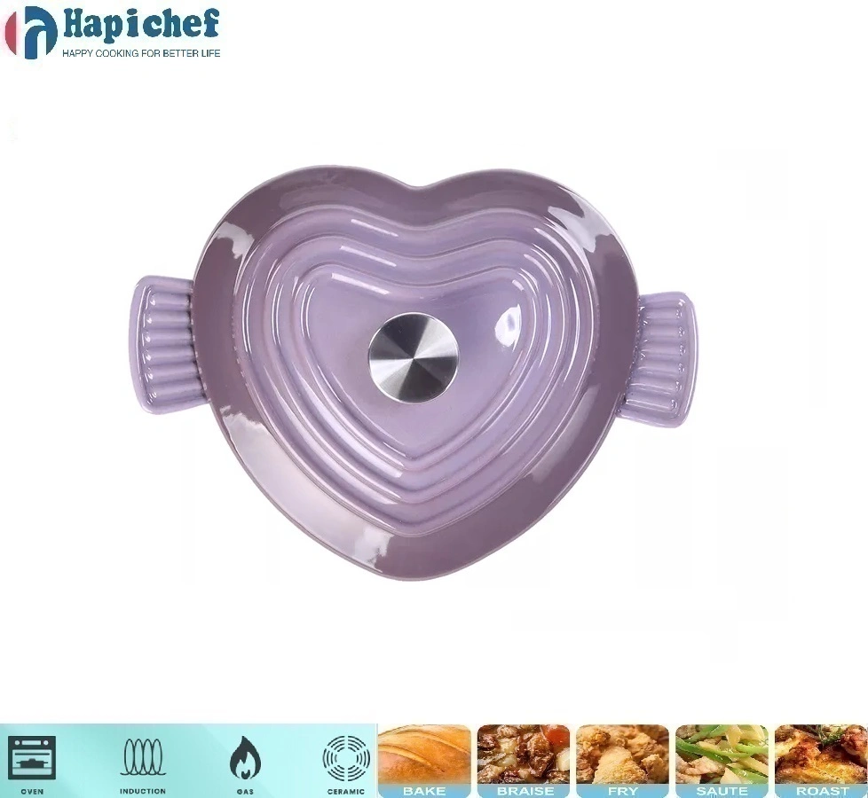 കുഴി ബോസ് കാസ്റ്റ് ഇരുമ്പ് ഡച്ച് ഓവൻ Hot Selling Kitchen Untensils Heart Shape Cooking Pot Cast Iron Cookware Casserole Dutch Oven