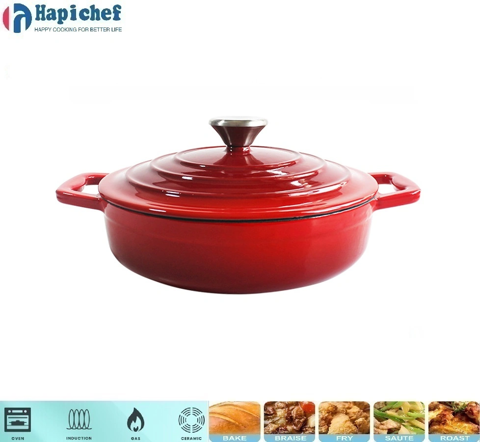 Cast Iron Enamel Casserole Shallow Cookware Seafood Cooking Pot
