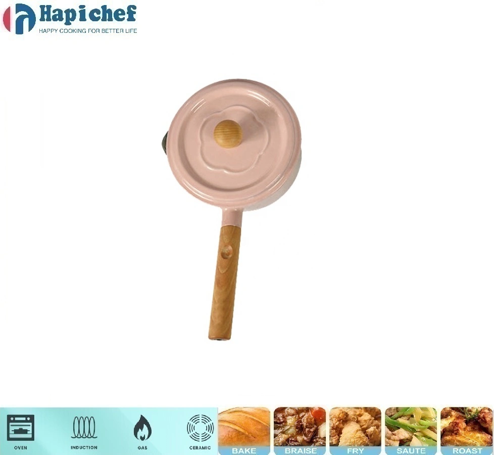 ogaumu u'amea u'amea lapotopoto Kitchen Camp Small Mini Size Saucepan Cast Iron Enamel Milk Boiling Saucepan with Lid