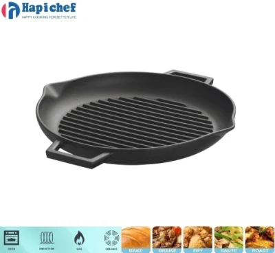 Pre-Seasoned Cast Iron Japanese Grill Pan with Handles, Cast Iron Cookware, Cast Iron Casserole