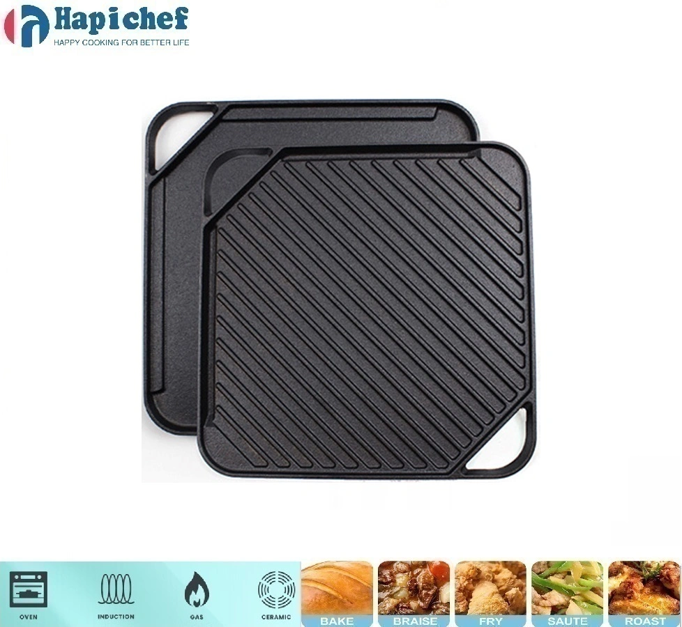 lodge enameled cast iron dutch oven Cast Iron Square Double Side Griddle Pan
