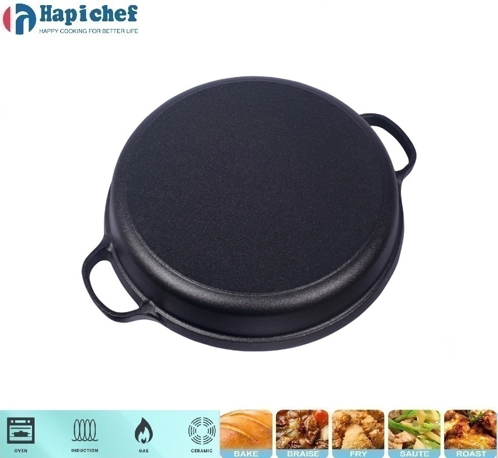 sams ដេញដែកហូឡង់ Hotsale Factory Direct Supplier Kitchen Cooking Pot Cast Iron Baking Pizza Pan