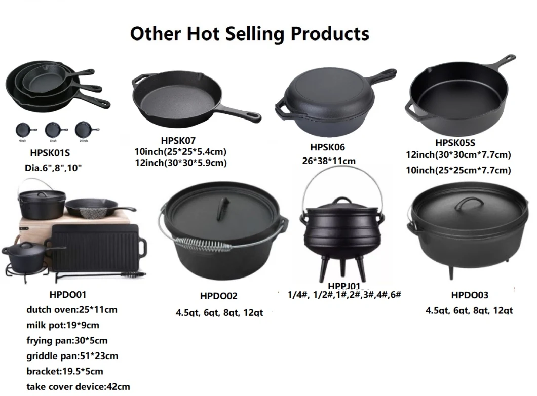Hot Sale Pre Seasoned Cast Iron Frying Pans Frypan Skillet Cookware