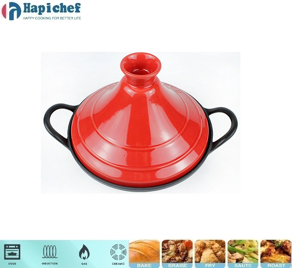 ਪੁਰਾਣੀ ਪਹਾੜੀ ਕਾਸਟ ਆਇਰਨ ਡੱਚ ਓਵਨ Cast Iron Enamel Moroccan Tagine Pot with Two Handles