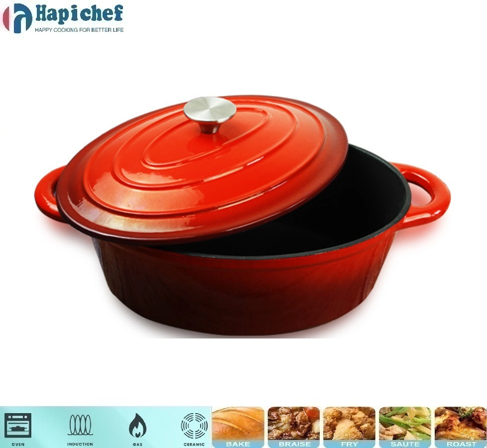 ចង្ក្រានដែកភ្នំចាស់ Factory Wholesale Oval Enamel Cooking Pot Cast Iron Dutch Oven Casserole Cookware Set
