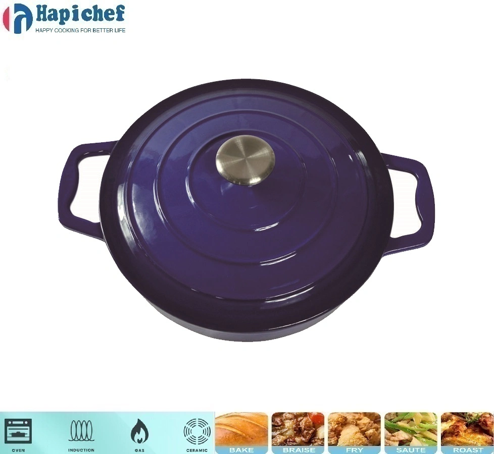 Cast Iron Enamel Casserole Shallow Cookware Seafood Cooking Pot