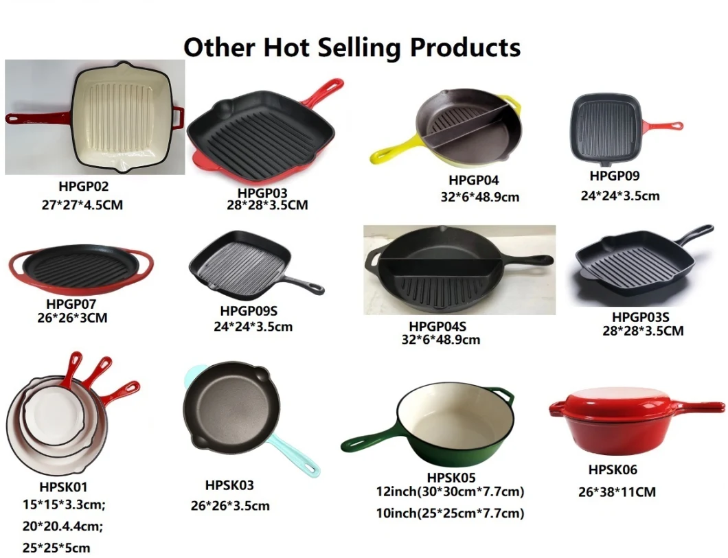 rusty cast iron dutch oven 24cm High Quality Enamel Cookware Square Cast Iron Griddle Grill Pan