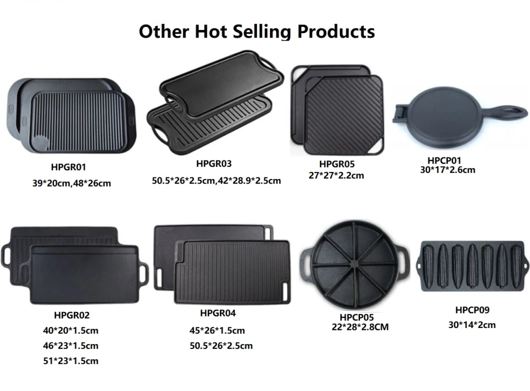 oval cast iron dutch oven 24cm High Quality Enamel Cookware Square Cast Iron Griddle Grill Pan