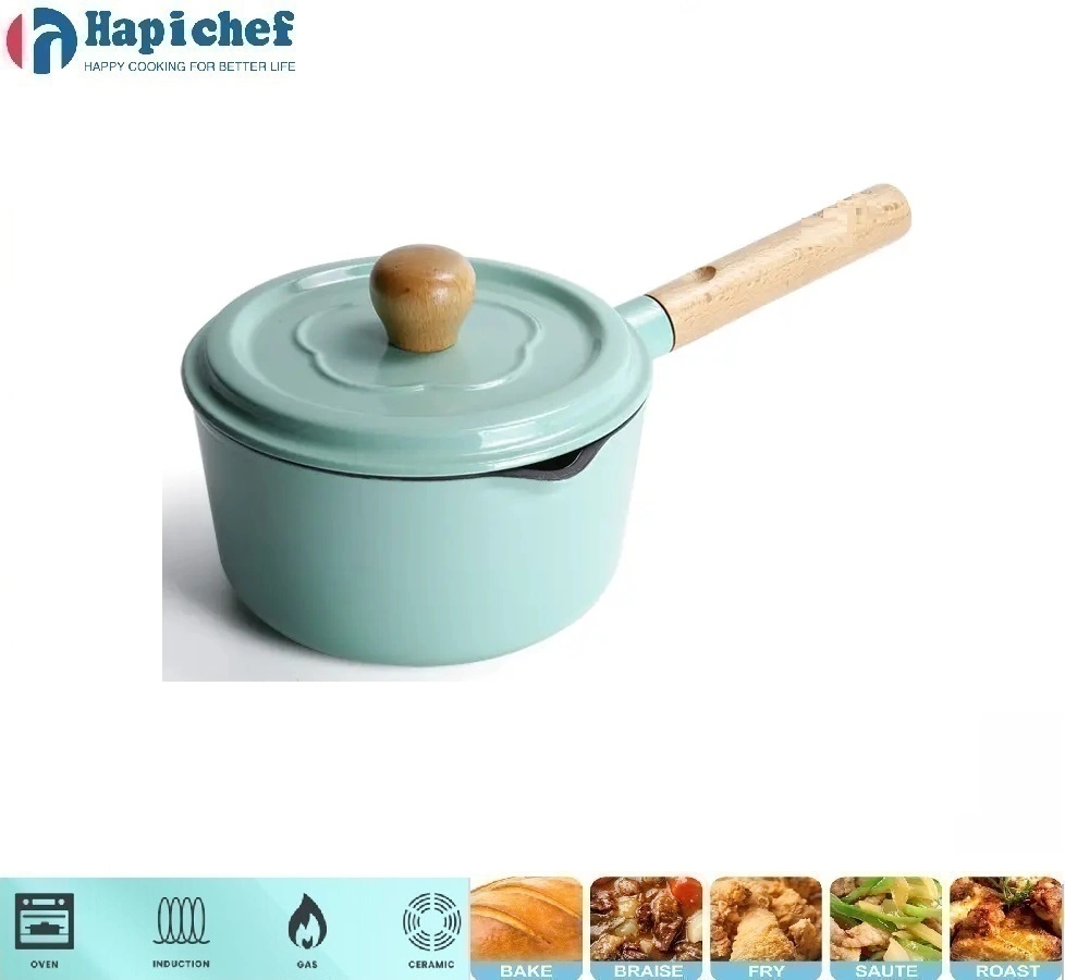 o le uamea a sam umu Dutch Kitchen Camp Small Mini Size Saucepan Cast Iron Enamel Milk Boiling Saucepan with Lid