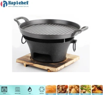 Portable BBQ Cast Iron Charcoal Grill Stove, Cast Iron BBQ Grill, BBQ Grill