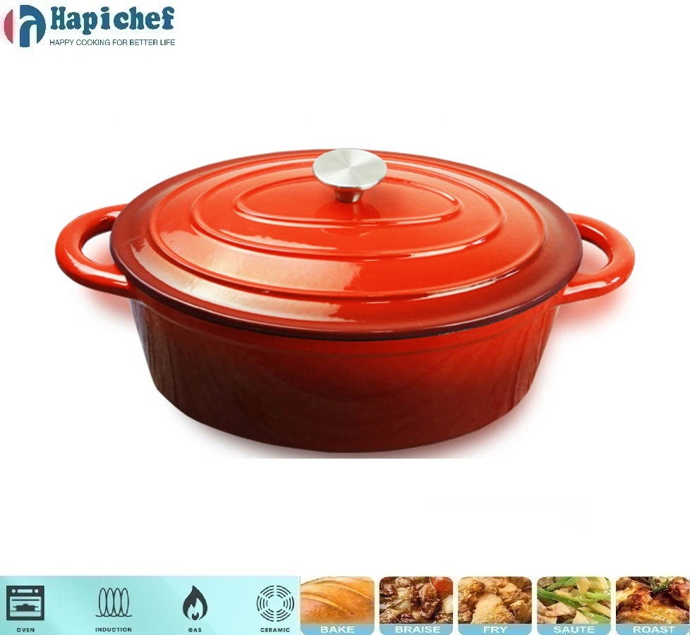 Lodge enameled cast iron oven ហូឡង់ Factory Wholesale Oval Enamel Cooking Pot Cast Iron Dutch Oven Casserole Cookware Set