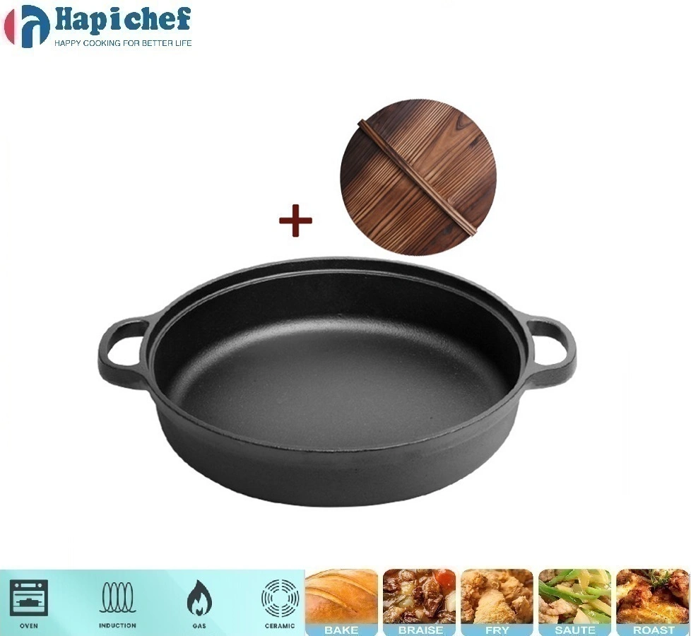 Lodge enameled cast iron oven ហូឡង់ Hotsale Factory Direct Supplier Kitchen Cooking Pot Cast Iron Baking Pizza Pan