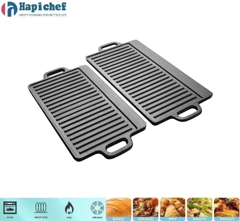 Finex ចង្ក្រានដែកហូឡង់ Outdoor Camping Cookware Pre-Seasoned Cast Iron Square Griddle Grill Pan